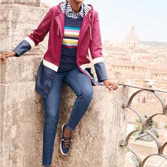 NEW‎ Talbots Women Sweater Large Petite Navy Blue Stripe Multicolor Nautical - Picture 4 of 13